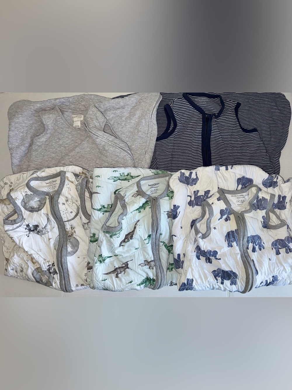 5 PC Bundle Burts Bees BeeKeeper Wearable Blanket Sleep Sack Warmer M 6-12 L 18m